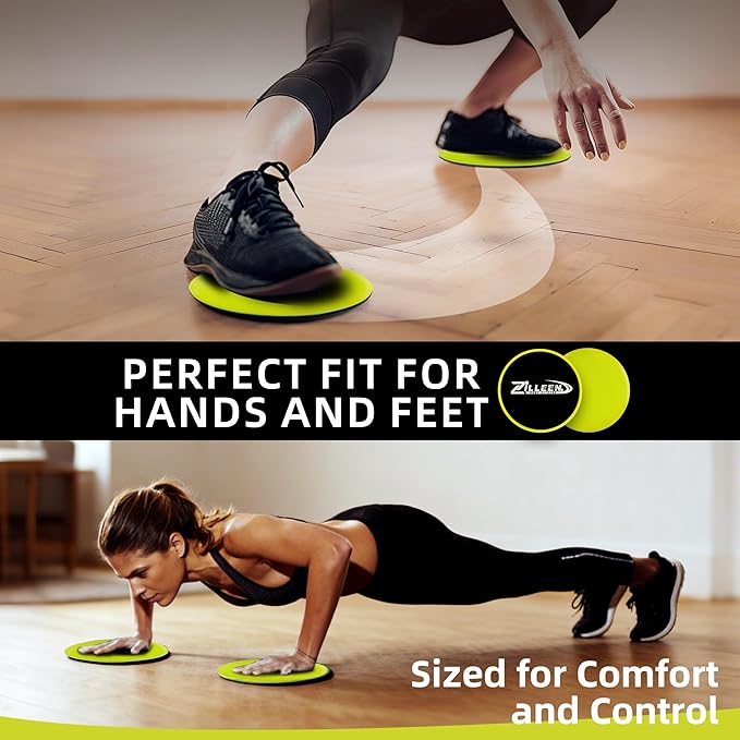 ZILLEEN Exercise Sliders for Working Out Fitness Discs for Pilates Women Men, 2 Pack