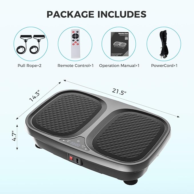 OLIXIS Vibration Plate Exercise Machine with 9 Auto Modes, Full Body Workout Vibrating Platform with LED Touch Screen & Pull Ropes for Weight Loss, Home Gym Fitness Equipment for Women Men
