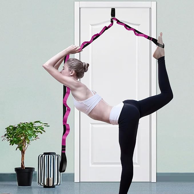 Yoga Strap for Stretching, 12 Loops Multi-Loop Strap, Non-elastic Band Stretch Strap for Yoga, Exercise, Physical Therapy, Pilates, Dance and Gymnastics with Carry Bag