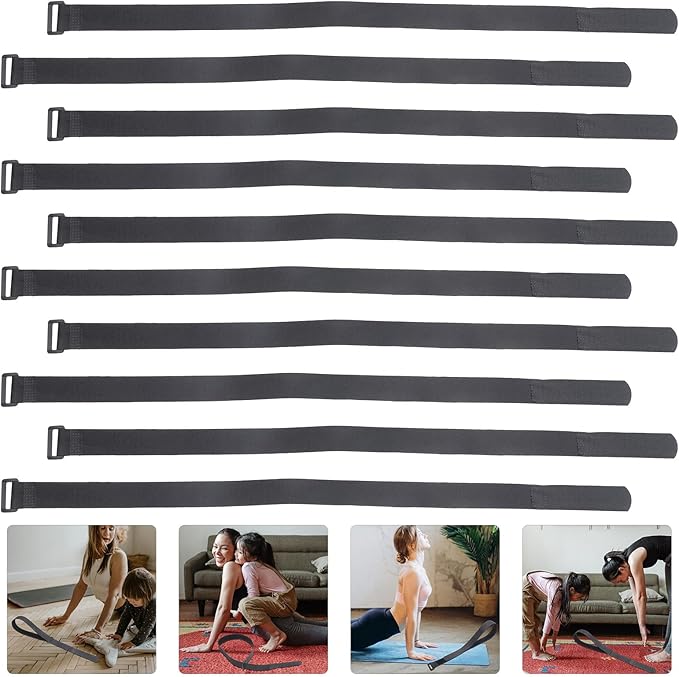 12pcs Dark Fastening Yoga Mat Straps 25mm X 600mm Adjustable Cord Straps for Exercise Mat Carrying and Storage