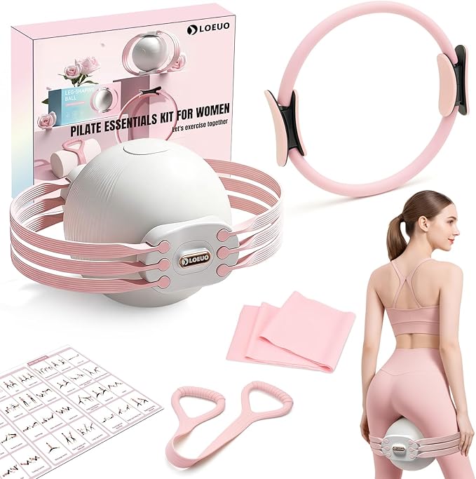 at Home Pilates Kit for Women, Pilates Equipment for Home Workouts, Adjustable Resistance Pilates Ball and Ring Set for Exercise