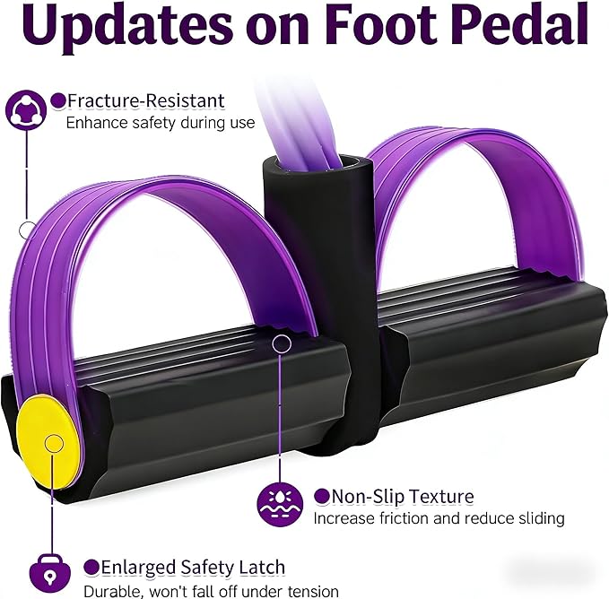 Pedal Resistance Bands with Handles, Upgrade 6-Tubes Manual Tension Training Pedal, Natural Rubber Foot Pedal Resistance Bands, Light Weight Fitness Equipment for Yoga, Pilates, Gym & Abs Training