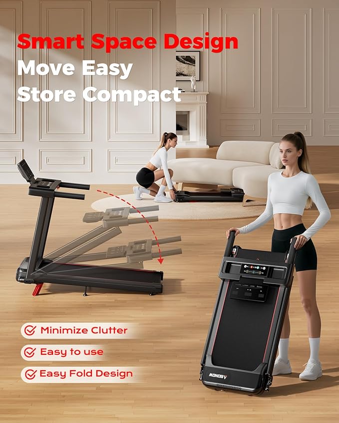 Foldable Treadmill for Home Small with Incline - 3.0HP Quiet Walking Pad Treadmill with Handles, 300LBS Capacity, Home Office 3-in-1 Portable Treadmills for Running Jogging Walking
