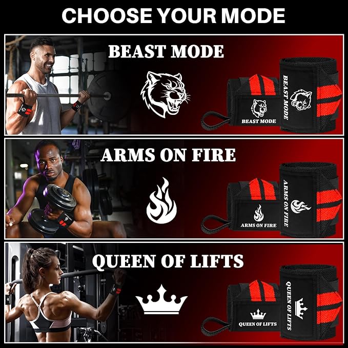 TECEUM Weightlifting 18" & 12" Wrist Wraps with Thumb Loop – Heavy Duty Wrist Workout Braces for Men and Women – Ideal for Powerlifting, Strength Training, Bodybuilding