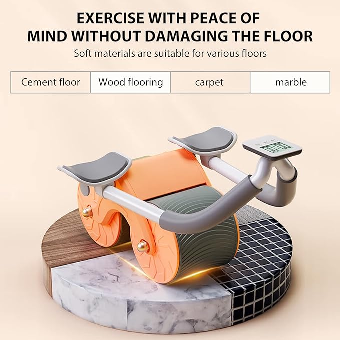 Uota Elbow Support Automatic Rebound Abdominal Wheel，Ab Roller for Abdominal Exercise Machine，Abs Workout Equipment，Dolly Core Strengthening Trainer Fitness Belly Training