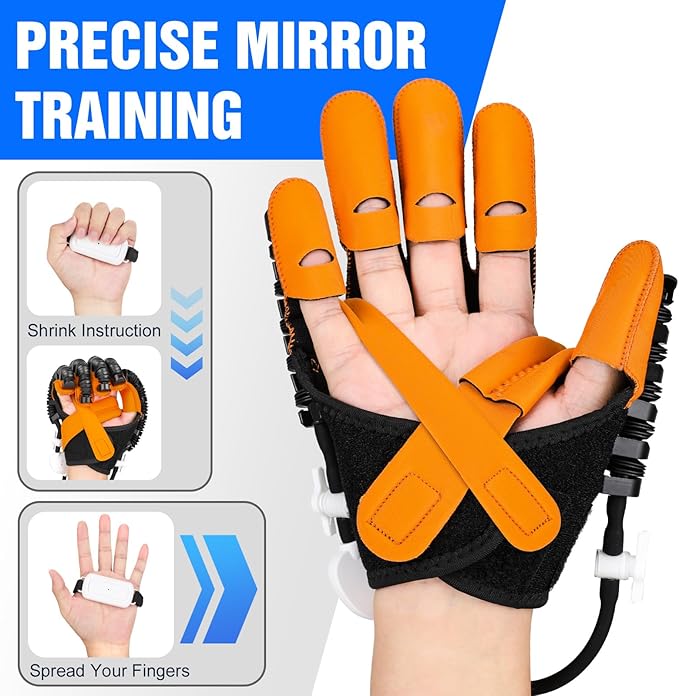 Hand Rehabilitation Robot Gloves, 3rd Generation Portable USB Chargeable Hand Stroke Recovery Equipment, 4 Modes & 9 Strength Levels Robot Hand Gloves For Hemiplegia Hand Therapy, Right hand M