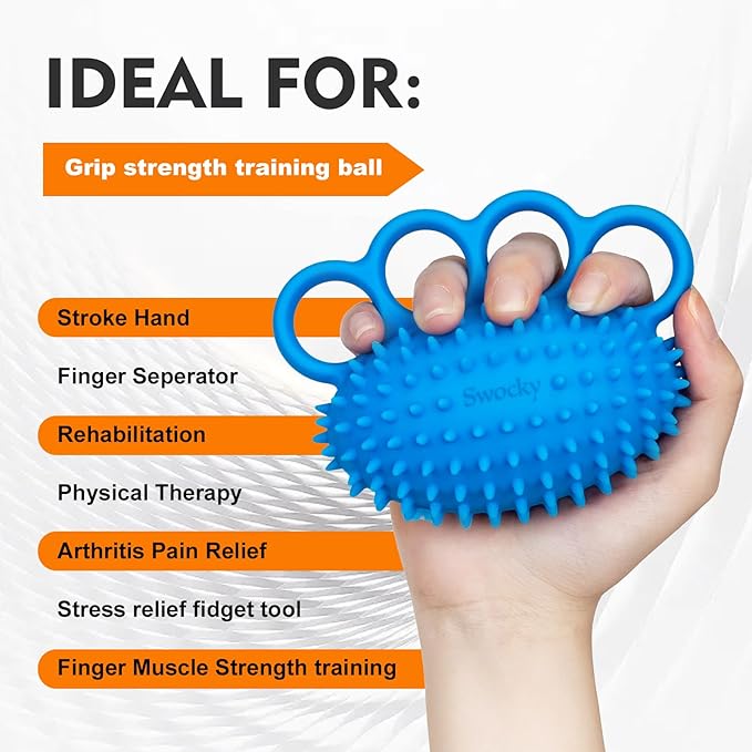 Swokcy Stress Balls for Adults – Hand Exercise Ball & Squeeze Ball Grip Strength Trainer for Finger Therapy, Stress Relief, and Hand Workout(2 pack)