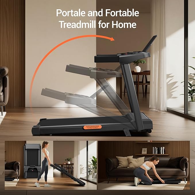 LONTEK 15% Incline Treadmill with Handles, 3-in-1 Portable Treadmills for Home and Office, Foldable Treadmills with 300 Lbs Weight Capacity, 3.0HP Quiet Walking Pad Treadmill, Three Screen