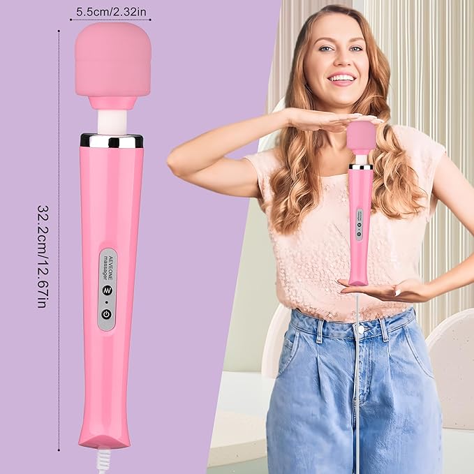 Wired Powerful Handheld Wand Massager, Strong Personal Vibration Massage for Sports Recovery, Back Muscle Aches, Whole Body Pain (Pink)