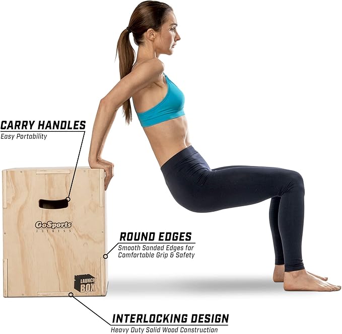 GoSports Fitness 3-in-1 Plyo Jump Box - Small, Standard, or XL - Launch Box Exercises for All Skill Levels