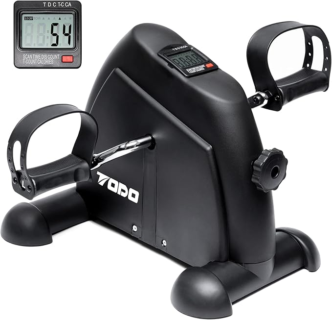 TODO Mini Exercise Bike Pedal Exerciser Foot Peddler Portable Therapy Bicycle with Digital Monitor