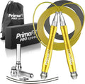 PrimaFIT Jump Rope Pro Speed Skipping Rope Adjustable Adult Jumping Rope Weighted Aluminium Handles for Double Dutch Boxing Workout Crossfit Exercise Fitness Spare Cable Weights Protectors Carry Bag