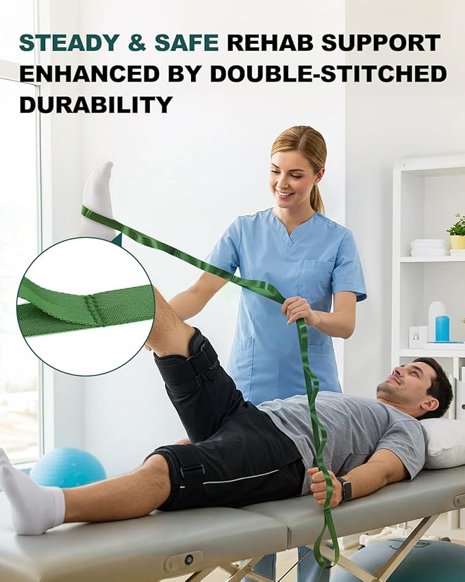 Trideer Stretching Strap for Physical Therapy & Home Rehab, Non-Elastic Yoga Stretch Strap with Loops for Mobility, Yoga & Pilates Stretching