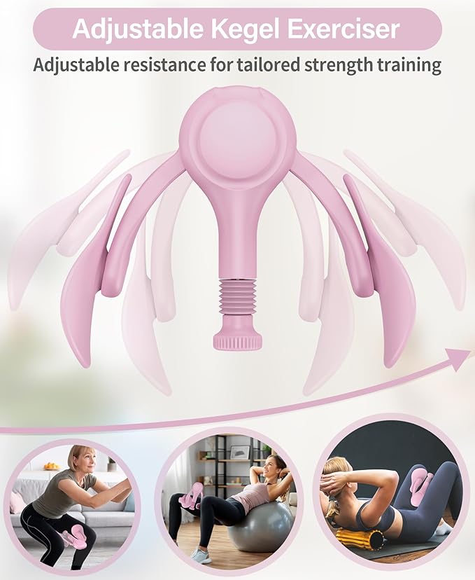 Pelvic Floor Exercise Devices Kegel Exerciser Muscle Trainer 15-70lbs Adjustable for Women/Men, Inner Thigh Exerciser Hip Abductor Machine with Resistance Band, Leg Workout