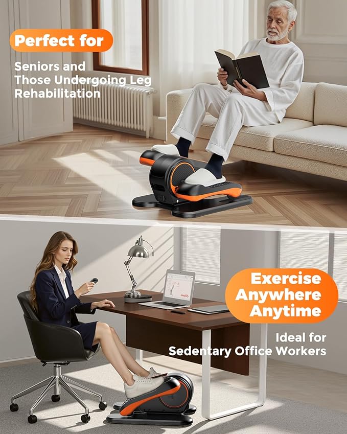 Foot Exercise Machine, Quite & 12 Adjustable Speeds Seated Pedal Exerciser LCD Display & Smooth for Home and Office, Low Impact Foot Peddler Exerciser While Sitting for Seniors