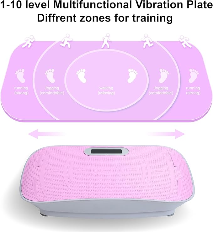 Full Body Vibration Platform, 10-Frequency Shaking Machine with Bluetooth Music Sync, LED Display, Remote Control, Durable ABS and Metal Frame, Silicone Foot Pedals for Home Gym, Fitness