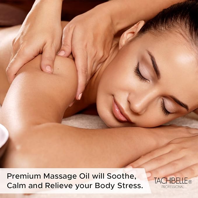 Tachibelle Professional Massage Oil for Soothing and Relieve Body Best Natural Therapy for a Warming, Relaxing, Calming Massage 8 fl. oz (Unscented)