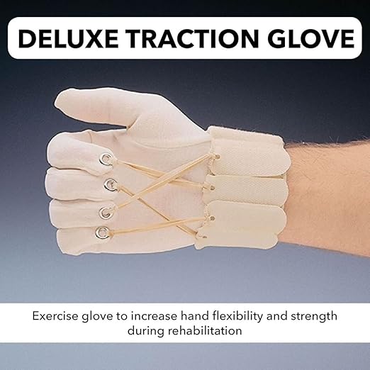 Sammons Preston Deluxe Traction Glove, Left Handed Exercise Glove, Rehabilitation & Physical Therapy Gloves for Flexion of Joints & Fingers, Hand Exerciser for Increasing Strength, Large/X-Large