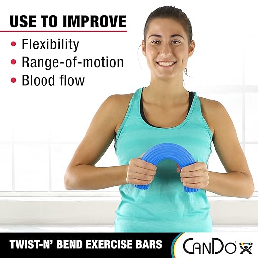 CanDo Twist-n' Bend Flexible Resistance Bars For Grip And Forearm Strengthening. Great for Physical Therapy, Rehabilitation, Golf Training, Tennis Elbow, Injury Recovery, And Tendonitis Pain Relief.