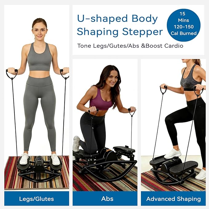 Rock Stepper Side to Side – Lateral Stepper & Glute Trainer with Resistance Bands, Low Impact Side to Side Stepper for Home Exercise, Quiet Step Rocker Machine No Assembly 250LBS
