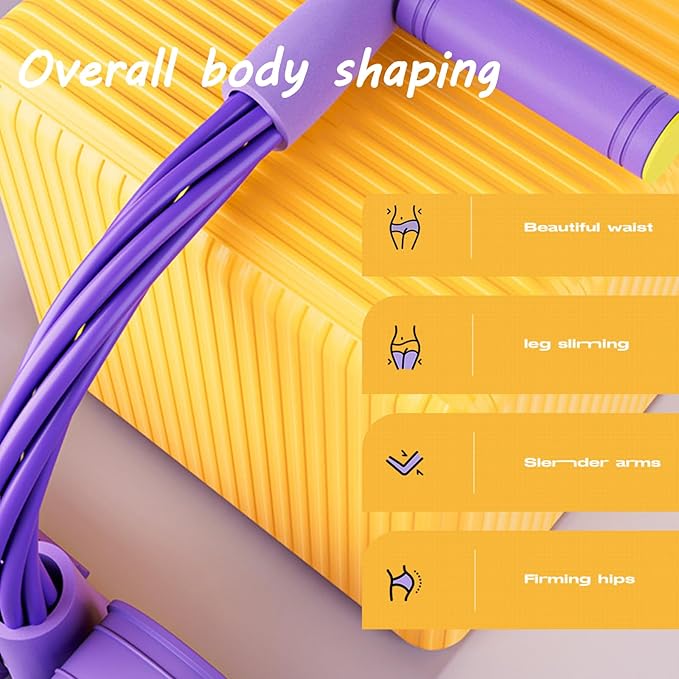 Pedal Resistance Band with Handle Multifunction Pedal Resistance Band Upgrade 6/8/10 Tubes Manual Tension Training Pedal Natural Rubber Foot Pedal Resistance Bands