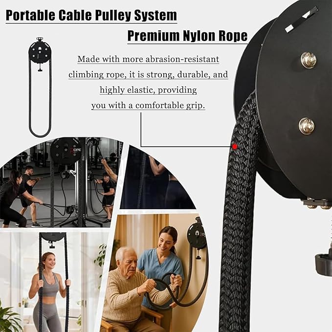 Endless Rope Trainer | Adjustable Resistance Trainer Machine | Suspension Portable Cable Pulley System | Closed-Loop Nylon Rope | Home Gym Pulley System for Interval Resistance Training