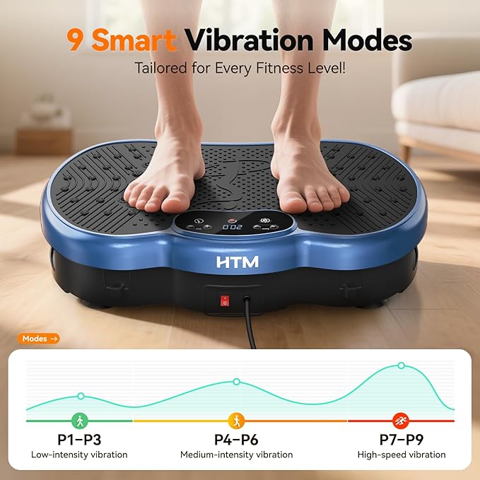 Vibration Plate Exercise Machine - 300 lbs Weight Capacity, 120 Speed Levels, 9 Workout Modes for Home Fitness, Muscle Toning & Weight Loss