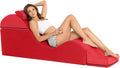 Avana Kami Convertible Chaise/Bed Bench for Yoga & Massage - 2-in-1 End of Bed Ottoman with Concealed Fold Out Yoga Lounge Chair, Microvelvet Red