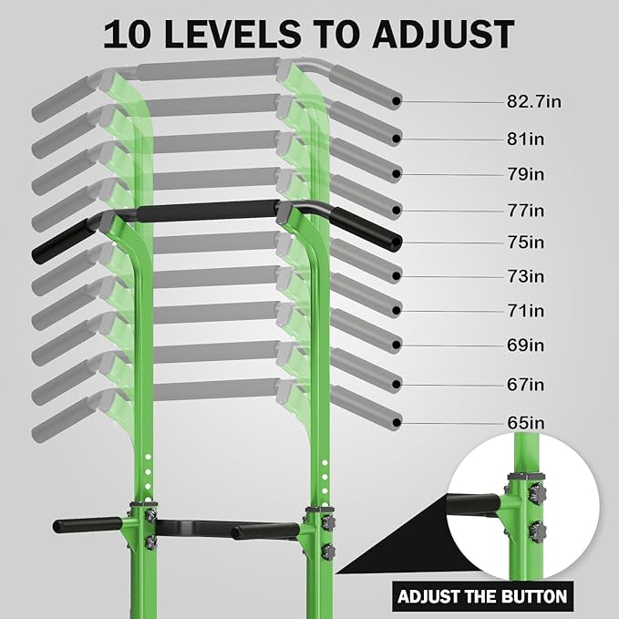 SogesHome Power Tower Pull Up Bar and Dip Station, Height Adjustable Dip Stand Exercise Machine for Home Gym, Multi-Functional Free Standing Strength Training Fitness Workout Station