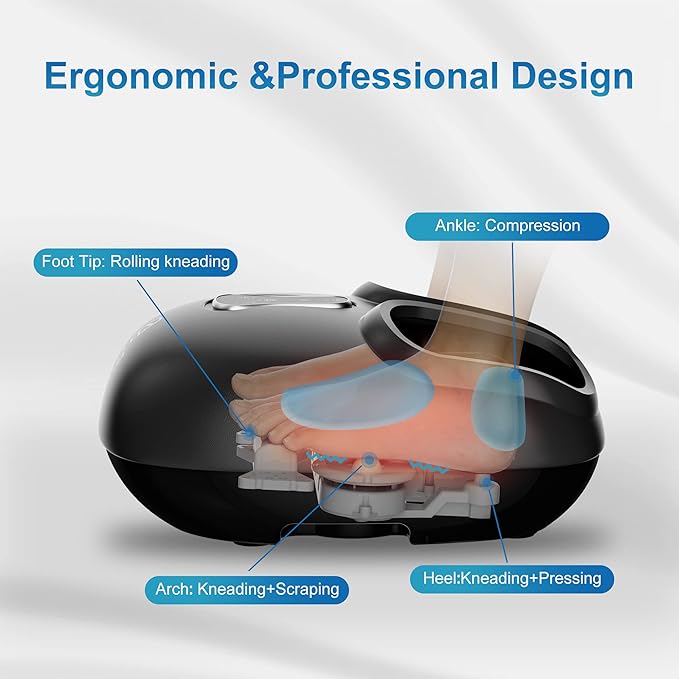 COMFIER Shiatsu Foot Massager with Heat,Vibration,Rolling Compression,Feet Massager for Plantar Fasciitis,Neuropathy Pain,Home Office Use,Fits Size up to 13IN,for Dad,Mom