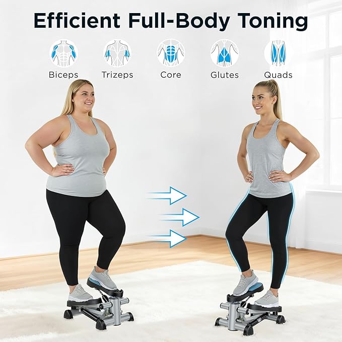 Efitment Mini Stepper Steppers for Exercise at Home Stair Step Cardio Thigh Master Workout Equipment Fitness Pedal Exerciser Non-Slip Pedals with Resistance Bands LCD Digital Monitor Climber