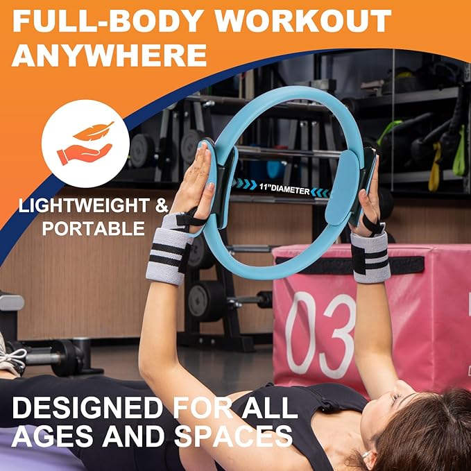 Tsikavo Pilates Ring, Pilates Ring Circle and Ball Set, 12 Inch Magic Circle Pilates Ring,9 Inch Small Exercise Ball,Resistance Bands Set, Home Pilates Equipment for Women