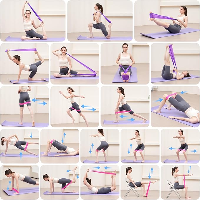 Pilates Ring Fitness Circles Set, High Resistance Yoga Ring Pilates Equipment Set for Women Includes Pilates Ring, 9 Inch Small Exercise Ball, 5 Resistance Bands at Home Pilates Workout Set