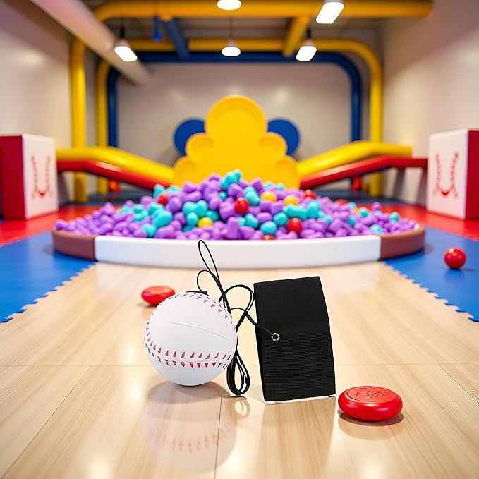 White Wrist Return Ball, 2.36 Inch Sports Wrist Balls on a String, Rubber Rebound Bouncy Wristband Balls on Elastic String Sports Reaction for Wrist Exercise or Play Ball Pit (Baseball)
