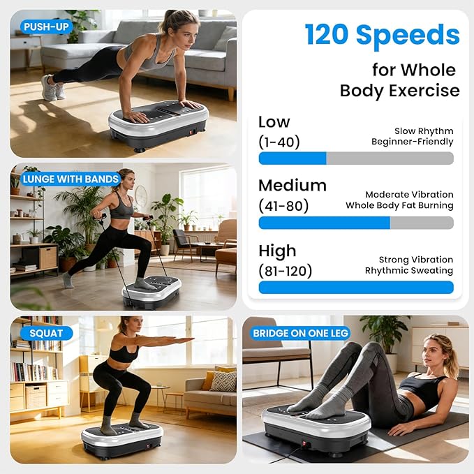 AXV Vibration Plate Fitness Platform Exercise Machine Vibrating Lymphatic Drainage Shaking Workout Full Body Shaker Vibrate Stand Shake Board Sport Gym Pad for Weight Loss Fat Burner for Women Men