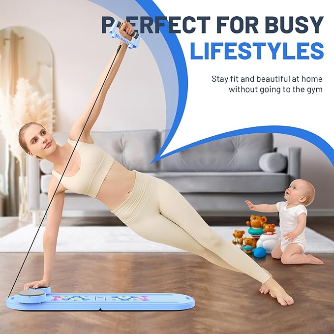 Pilates Board, Newest Multi-Purpose Portable Pilates Reformer Machine for Home, Foldable at Home Pilates Kit, Pilates Board for Home Workout Fitness Exercise, Abs, Pilates Equipment