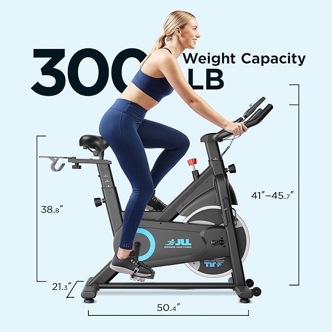 JLL Magnetic Exercise Bike - Indoor Stationary Cycling Bike with Free Fitness App, Adjustable Comfortable Seat, Low Noise Indoor Cycling Bike for Home Gym