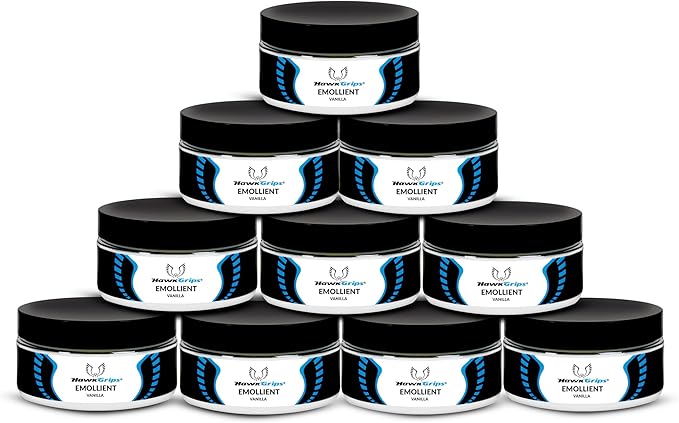 HawkGrips 8oz Massage Emollient, Vanilla, Emollient for IASTM and Massage, Soft Tissue Mobilization & Lubrication for Massage Therapy, Shea Butter, Oil Based, Vegan, Cream Alternative, Pack of 10