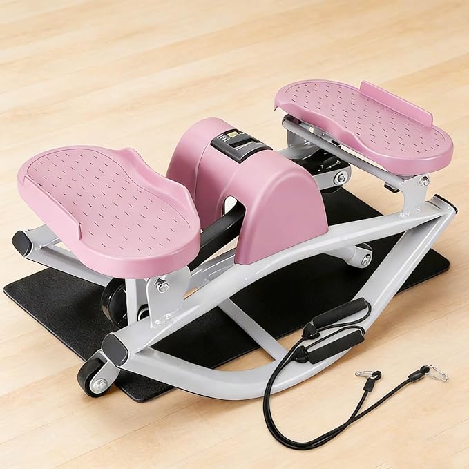 Rock Stepper Machine for Home Exercise, Compact Side to Side Lateral Stepper with Resistance Bands, No Assembly Required, Portable Mini Stepper for Apartment
