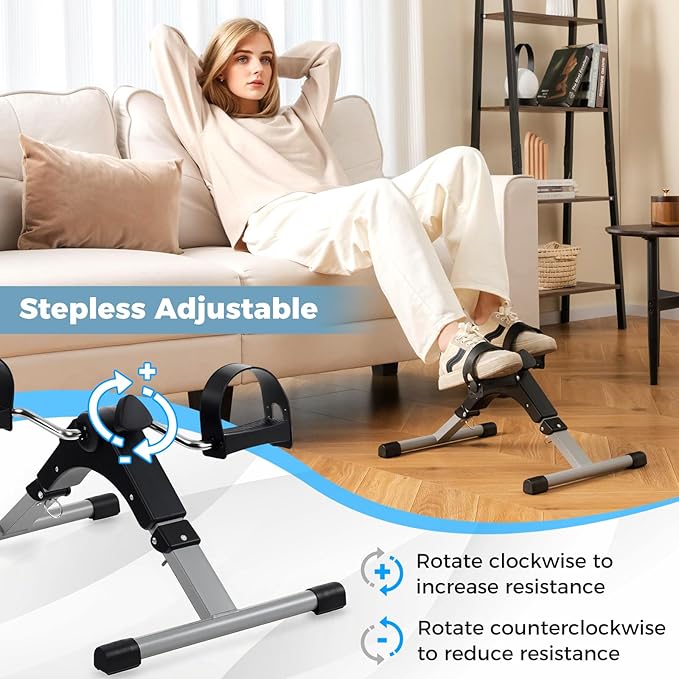 GYMAX Pedal Exerciser, Under Desk Bike Foldable with LCD Display for Arms & Legs Workout, Portable Mini Exercise Bike for Seniors Office Home Fitness