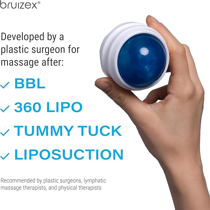 Bruizex Lymphatic Drainage Massager, Massage Roller Ball, Fibro Body Roller for Fibrosis Treatment, Liposuction, 360 Lipo, Tummy Tuck & BBL Post Surgery Recovery