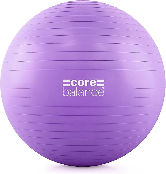 Core Balance Exercise Ball, Stability Ball for Yoga, Pilates and Fitness, Gym Ball for Home Gym and Office Chair, Training, Physical Therapy, Anti Burst, Pump Included, 55cm 65cm 75cm 85cm