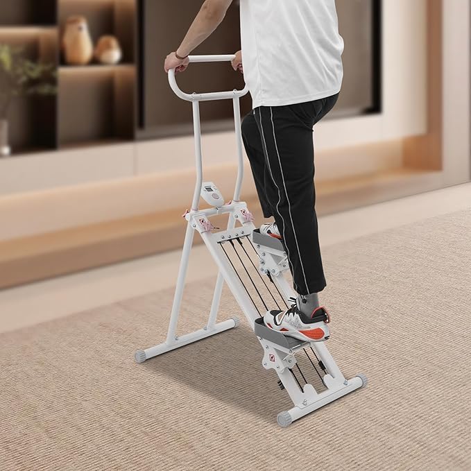Stair Stepper Vertical Climber Machine with LCD Screen Compact Folding Cardio Exercise Climber Stair Climber for Living Rooms, Home Gyms, Apartments Foldable Design 300 lbs Capacity