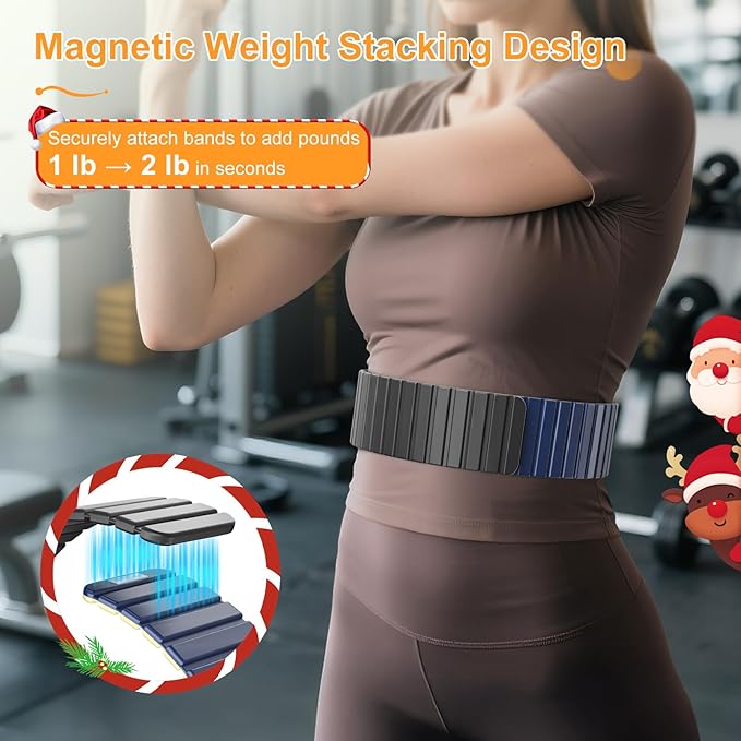2025 Upgraded Magnetic Ankle Weights for Women, Wrist Weights,Silicone (Waterproof), Non-Slip, Easy Wear, Adjustable (Men & Women), Ideal for Jogging/Yoga/Pilates & More, Great Gift.（2 Pack）
