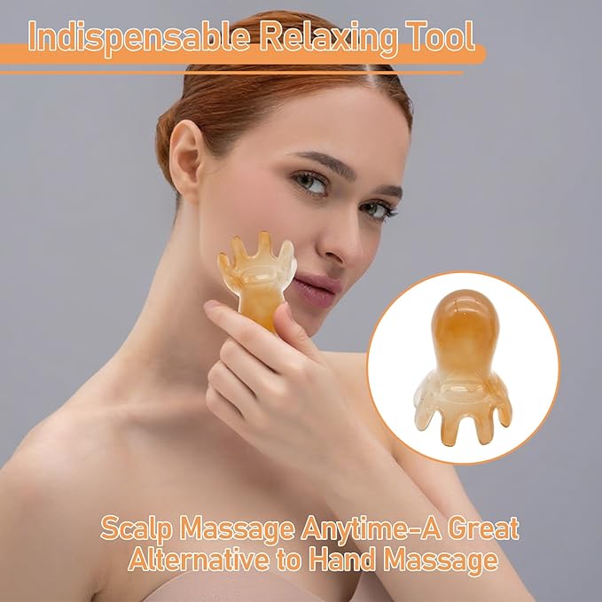 3Pcs Octopus Head Massager Comb Head Massages Tools Manual Acupressure Device with 8 Flexible Nodes Can Deeply Relax Compact and Easy to Carry Suitable for Home Office Use（Coffee Color）