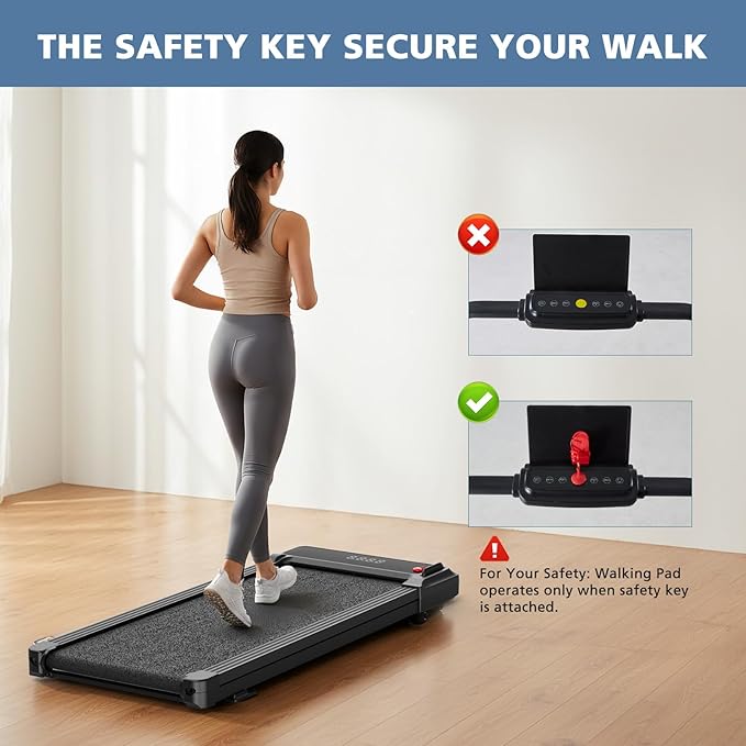 OLIXIS Walking Pad Treadmill for Home, Under Desk Treadmill for Small Space, Portable Design for Home Office Workouts, LED Display with Remote Control, Low Noise