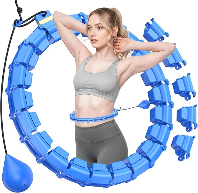 Plus Size Silent Weighted Hula Infinity Fitness Detachable Hoops 65-Inch 32 Knot, Smart Noiseless Infinity Hula for Women, Waist and Abdominal Home Weight Loss Exercise Fit Hoop