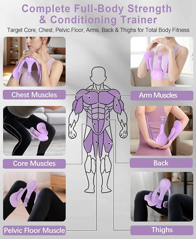 Pelvic Floor Exercise Devices 15-70 LB Adjustable Pelvic Floor Trainer Women Men, Kegel Exercise Equipment Inner Thigh Exerciser for Postpartum Recovery, Thigh and Pelvic Trainer with Band