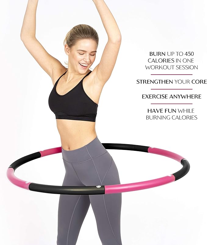 Exercise Fitness Hoop for Adults - Easy to Spin, Premium Quality and Soft Padding Weighted Hoop - Detachable Hoops for Home & Gym Workouts