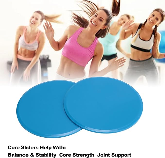 Pwshymi Exercise Core Sliders Dual Sided Discs for Full Body Workout Portable Abdominal Strength Trainer for Home Gym Travel 2pcs
